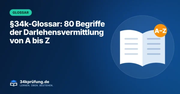 Beitragsbild „§34k-Glossar“ mit Illustration: Aufgeschlagenes Buch mit A–Z-Symbol