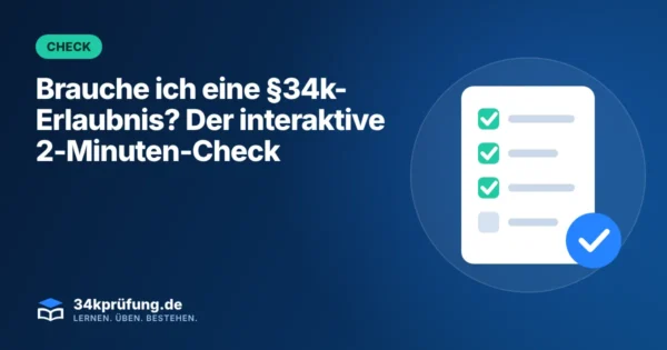 Beitragsbild „Brauche ich eine §34k-Erlaubnis“ mit Illustration: Abgehakte Checkliste