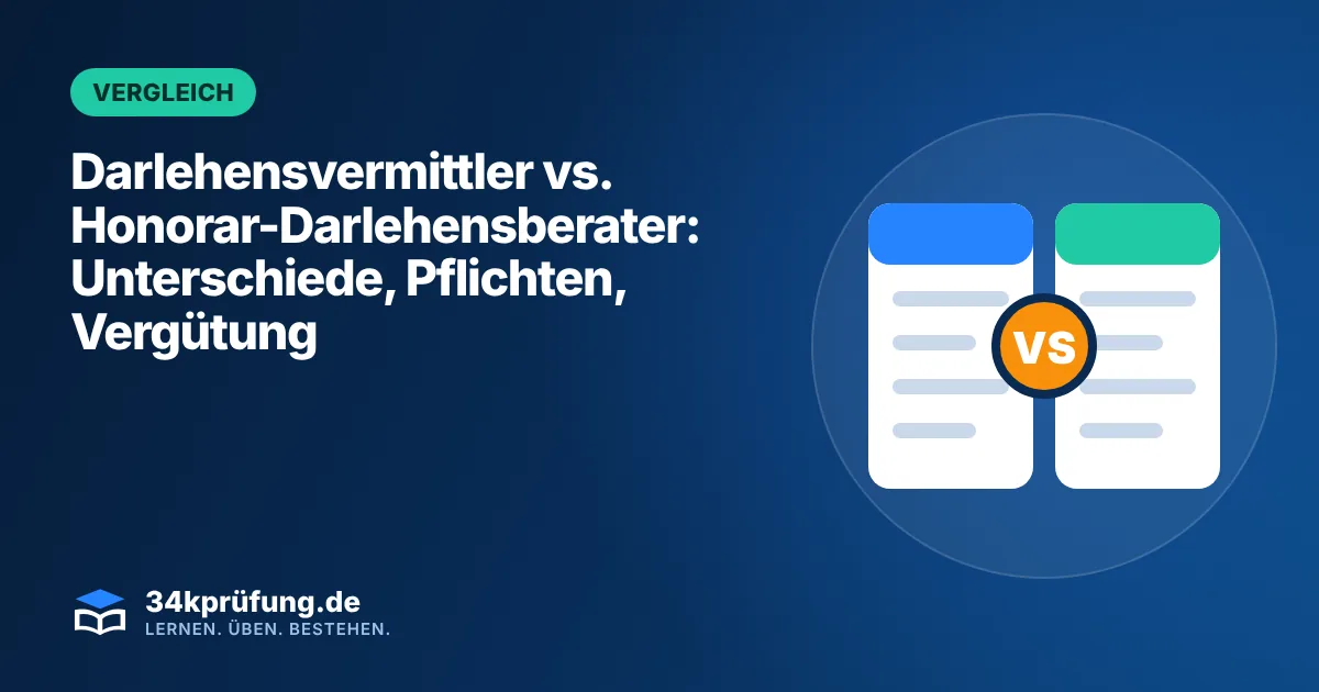 Beitragsbild „Darlehensvermittler vs. Honorar-Darlehensberater“ mit Illustration: Zwei Vergleichsspalten mit VS-Symbol