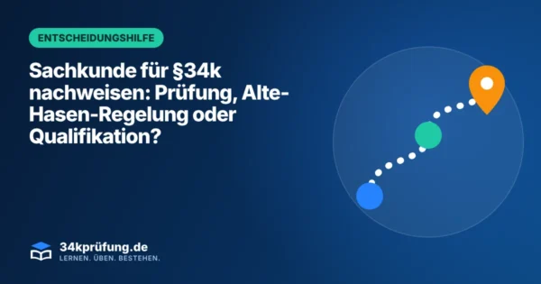 Beitragsbild „Sachkunde für §34k nachweisen“ mit Illustration: Wegstrecke mit Zielmarkierung