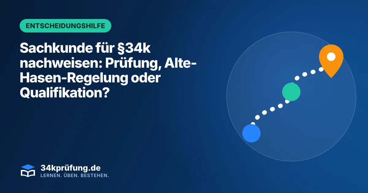 Beitragsbild „Sachkunde für §34k nachweisen“ mit Illustration: Wegstrecke mit Zielmarkierung